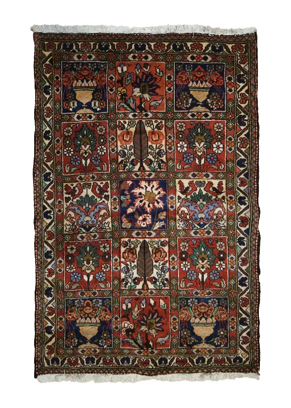 custom color carpet for homes -Persian Rug Bakhtiari Handmade Area Tribal 3'4"x4'9" (3x5) Multi-color Red Garden Design #A33404