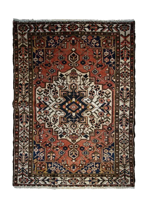 high-density carpet for durability and comfort -Persian Rug Bakhtiari Handmade Area Tribal 4'11"x6'8" (5x7) Pink Whites/Beige Geometric Design #A33421