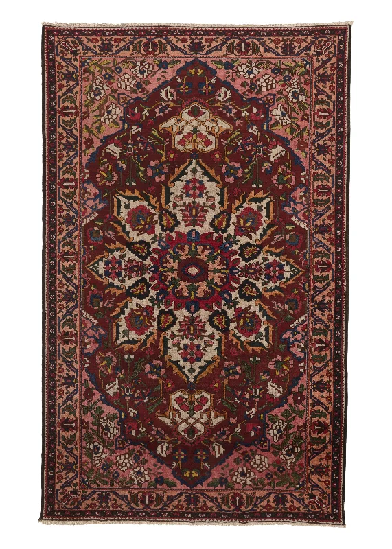 easy-to-clean carpet for family homes -Persian Rug Bakhtiari Handmade Area Tribal 7'4"x12'0" (7x12) Red Floral Design #23509