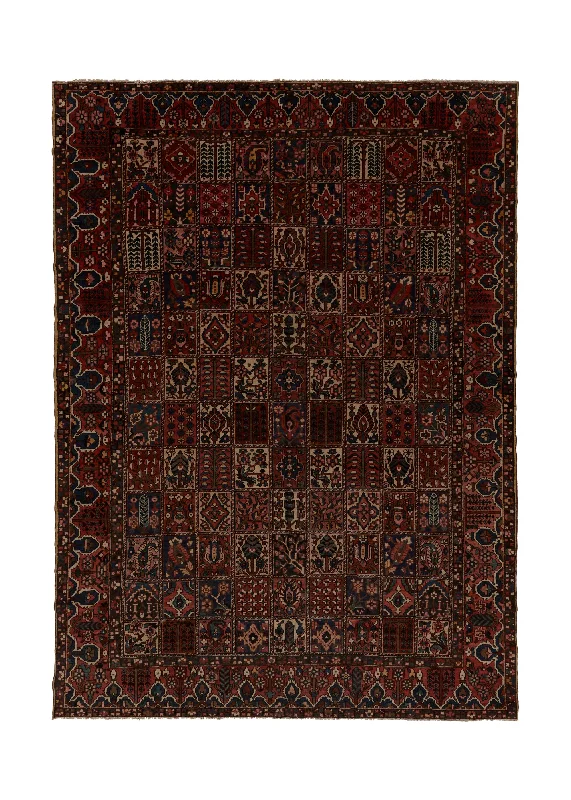 vintage carpet for classic decor -Persian Rug Bakhtiari Handmade Area Tribal Vintage 11'6"x15'10" (12x16) Red Garden Design #28527