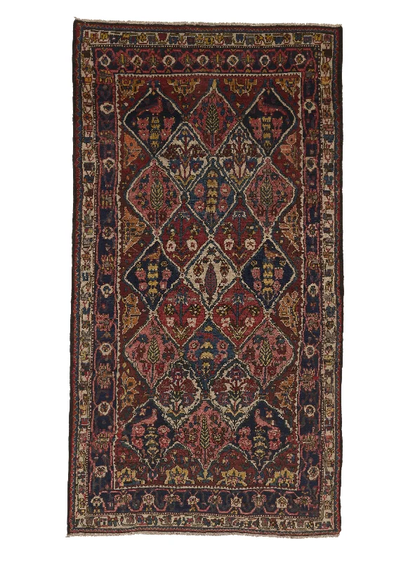 vibrant carpet for youth bedrooms -Persian Rug Bakhtiari Handmade Area Tribal Vintage 6'5"x11'9" (6x12) Red Blue Garden Design #28264