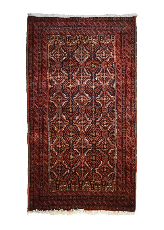 carpet runners for staircases -Persian Rug Baloch Handmade Area Tribal 3'3"x5'11" (3x6) Red Geometric Design #A33403