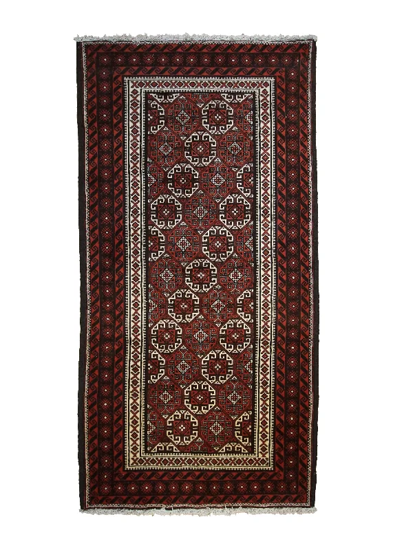 carpet with built-in antimicrobial protection -Persian Rug Baloch Handmade Area Tribal 3'5"x6'8" (3x7) Red Geometric Design #A33423