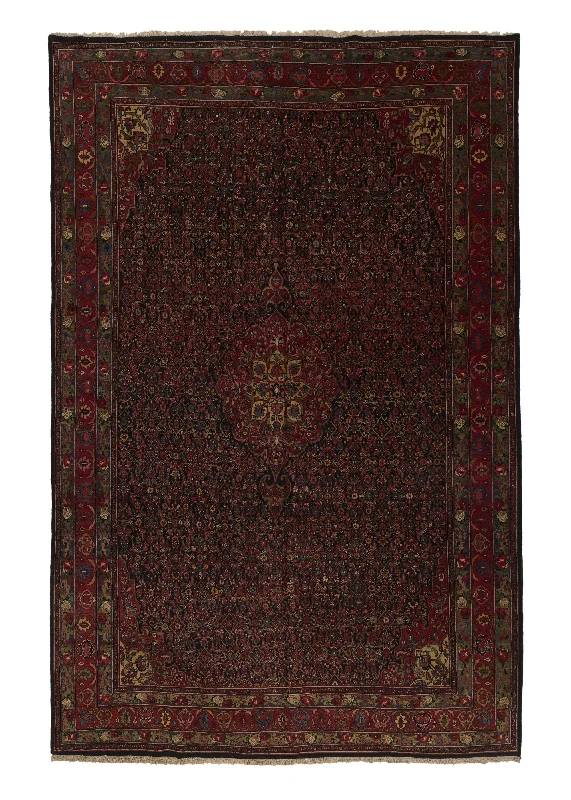 comfortable carpet for home theater seating -Persian Rug Bijar Handmade Area Antique Traditional 10'7"x16'7" (11x17) Blue Red Green Gol Farang Herati Design #33426