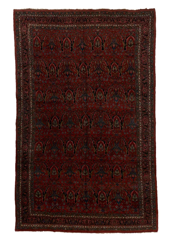 carpet for large living room spaces -Persian Rug Bijar Handmade Area Antique Traditional 11'2"x18'0" (11x18) Red Floral Design #26058