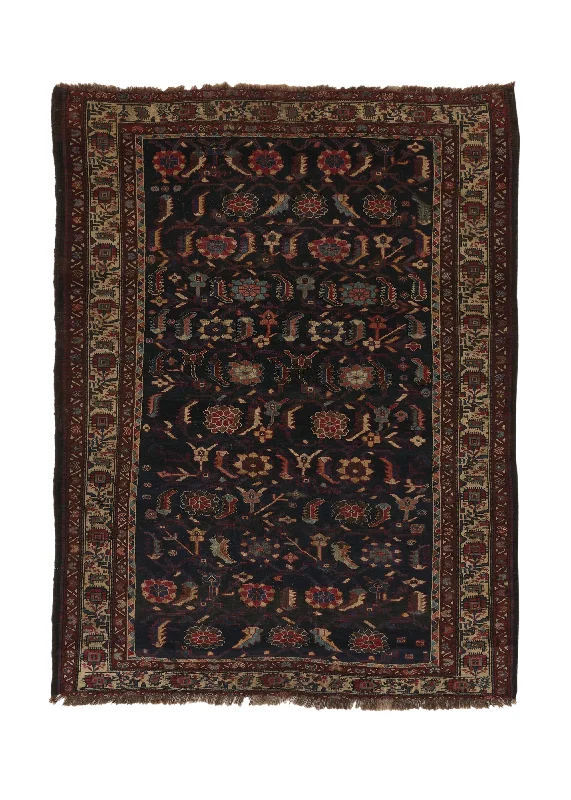 carpet for home gyms with non-slip backing -Persian Rug Bijar Handmade Area Antique Traditional 5'0"x6'6" (5x7) Blue Herati Design #35983