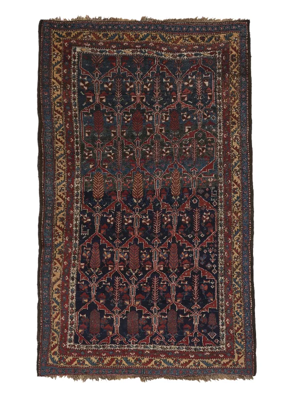 comfortable carpet for long hours of sitting -Persian Rug Bijar Handmade Area Antique Traditional 5'2"x8'5" (5x8) Blue Red Garden Design #36157