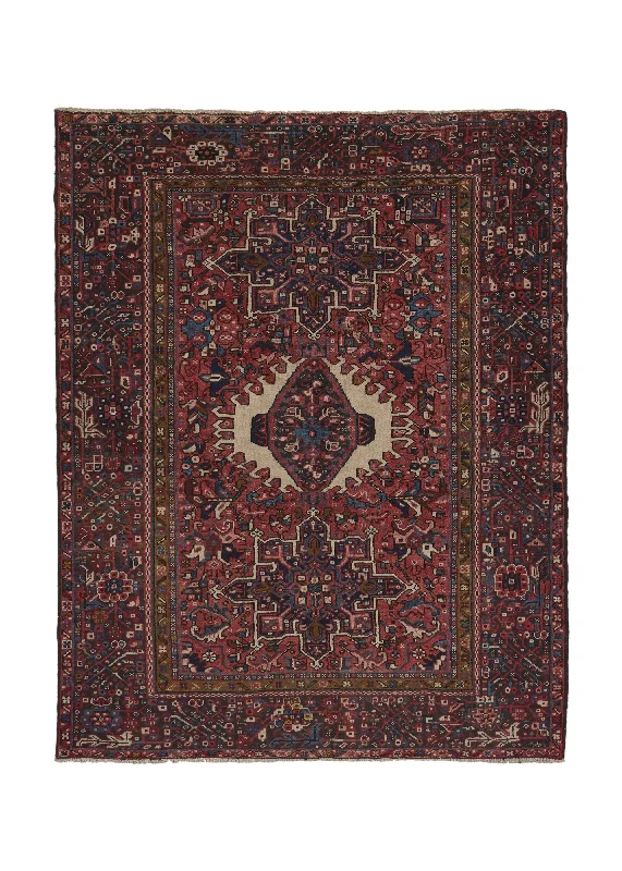 easy-to-install carpet for home DIY projects -Persian Rug Gharajeh Handmade Area Tribal Vintage 4'9"x6'2" (5x6) Red Geometric Design #31748