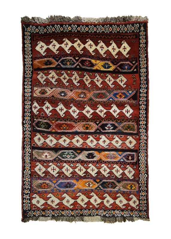 affordable carpet for rental properties -Persian Rug Ghashghaei Handmade Area Tribal 3'4"x4'8" (3x5) Red Geometric Design #A33409