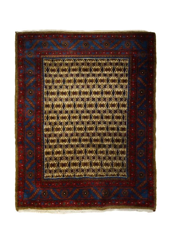 vintage carpet for classic decor -Persian Rug Golpa Handmade Area Tribal 4'5"x5'5" (4x5) Red Blue Floral Design #A33038