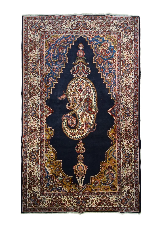 premium synthetic carpet for modern homes -Persian Rug Hamadan Sharbaft Handmade Area Tribal 5'0"x8'6" (5x9) Blue Whites/Beige Red Paisley/Boteh Design #A33020