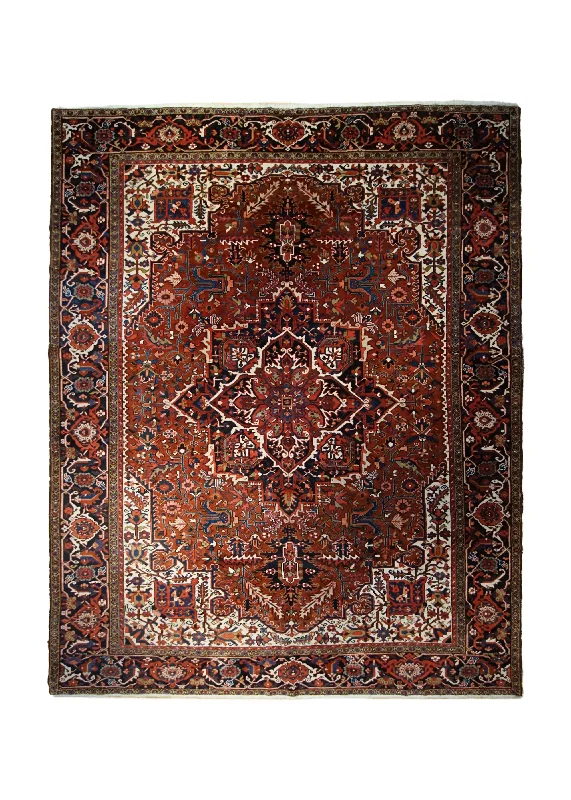 carpet for large bedrooms with cozy feel -Persian Rug Heriz Handmade Area Tribal Antique 10'1"x12'11" (10x13) Red Geometric Design #A32940