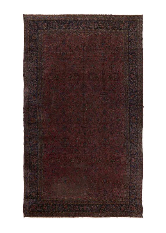 soft carpet for children’s play areas -Persian Rug Kashan Handmade Area Antique Traditional 13'0"x23'3" (13x23) Red Blue Floral Design #4650