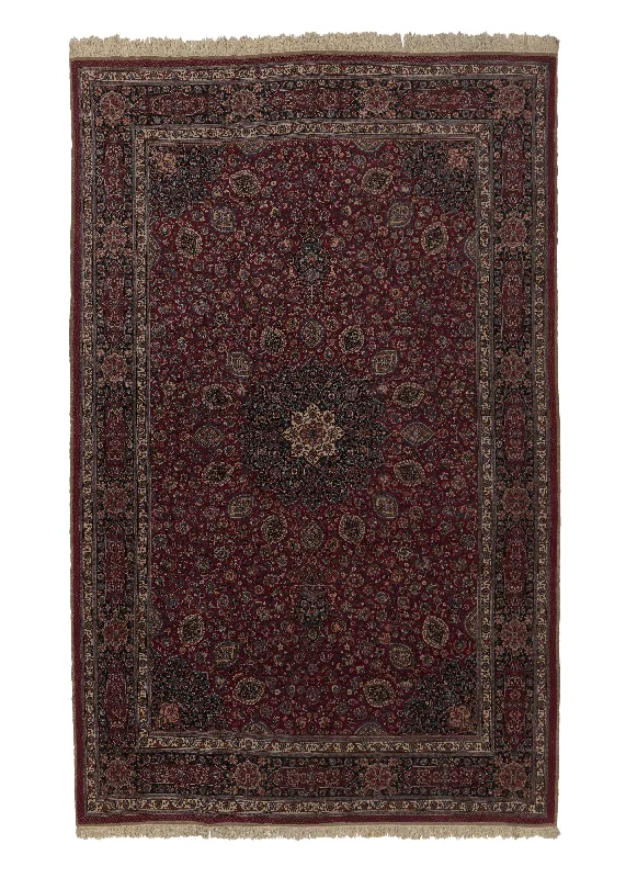 carpet with built-in antimicrobial protection -Persian Rug Mashhad Handmade Area Traditional 11'2"x17'7" (11x18) Red Blue Sheikh Safi Floral Design #31892