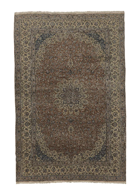 easy-to-install carpet for DIY projects -Persian Rug Nain Handmade Area Traditional 10'2"x15'4" (10x15) Whites/Beige Blue Brown Floral Design #33932