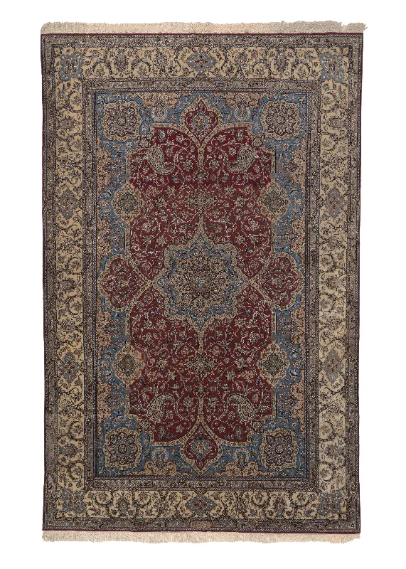 soft carpet for child’s playroom areas -Persian Rug Nain Handmade Area Traditional 6'7"x10'4" (7x10) Blue Red Whites/Beige Floral Design #36056