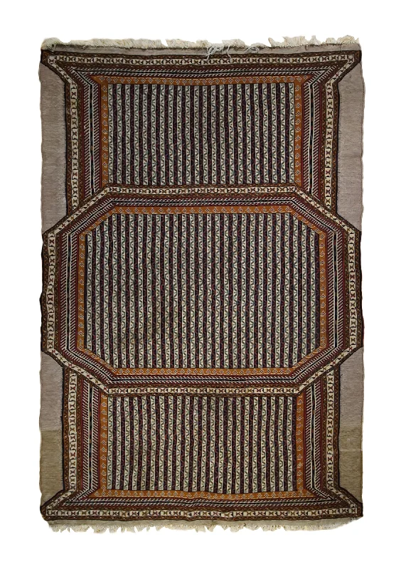 carpet for offices with heavy furniture -Persian Rug Quchan Handmade Area Tribal 3'9"x5'5" (4x5) Whites/Beige Red Geometric Design #A33422