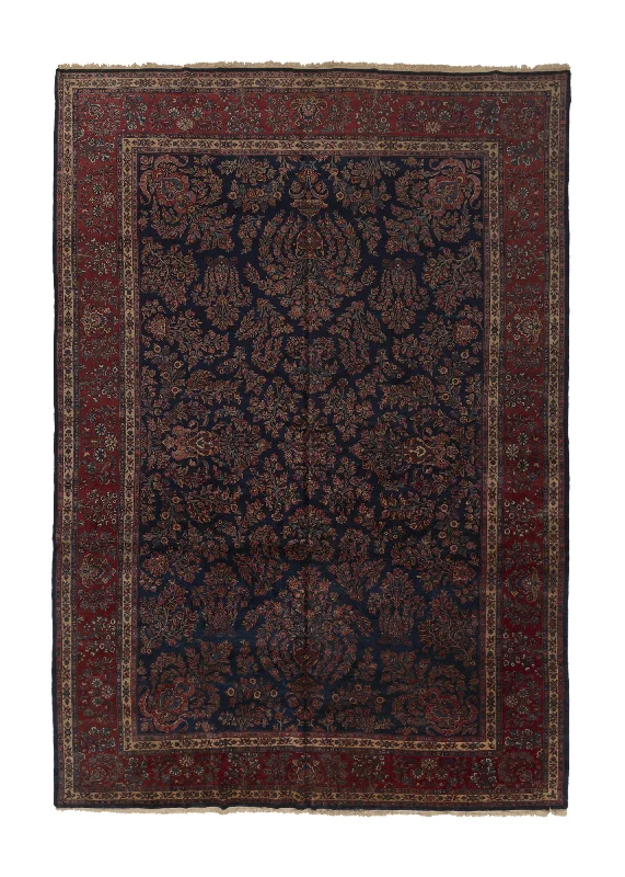 woven carpet for high-traffic areas -Persian Rug Sarouk Handmade Area Antique Traditional 11'10"x17'2" (12x17) Blue Red Floral Design #32482