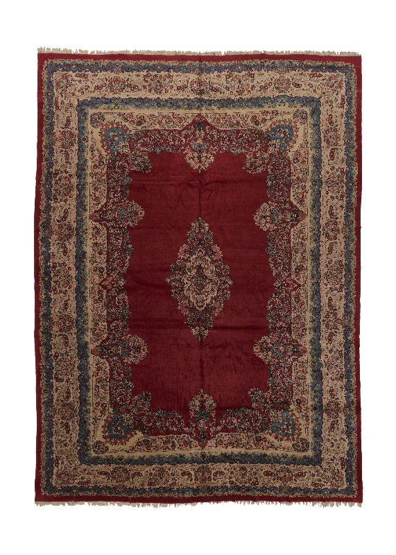 commercial-grade carpet tiles for businesses -Persian Rug Sarouk Handmade Area Traditional 13'7"x19'0" (14x19) Red Open Field Floral Design #13983