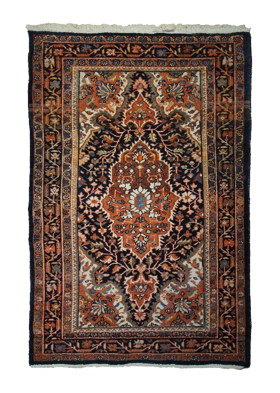 carpet tiles for office spaces -Persian Rug Sarouk Handmade Area Traditional Antique 3'4"x5'1" (3x5) Blue Red Geometric Design #A33357