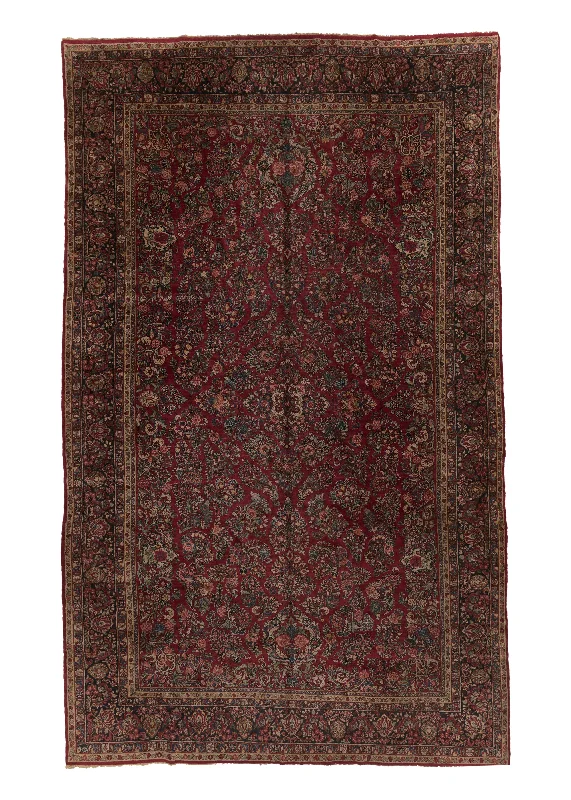 thick plush carpet for comfort and warmth -Persian Rug Sarouk Handmade Area Traditional Vintage 11'6"x19'2" (12x19) Red Floral Design #33477