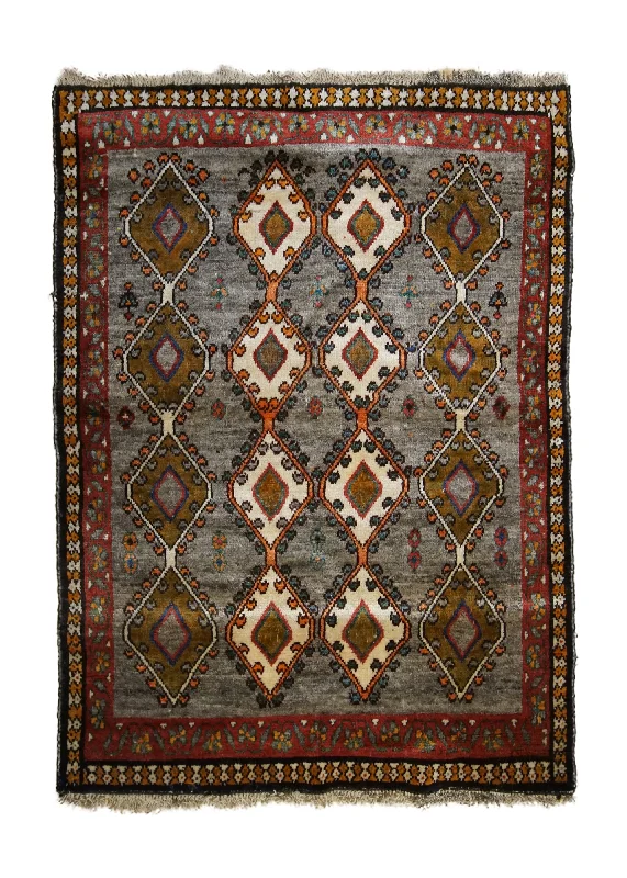 carpet for areas with heavy furniture movement -Persian Rug Shiraz Handmade Area Tribal 3'5"x4'6" (3x5) Gray Red Yellow/Gold Geometric Design #A33418