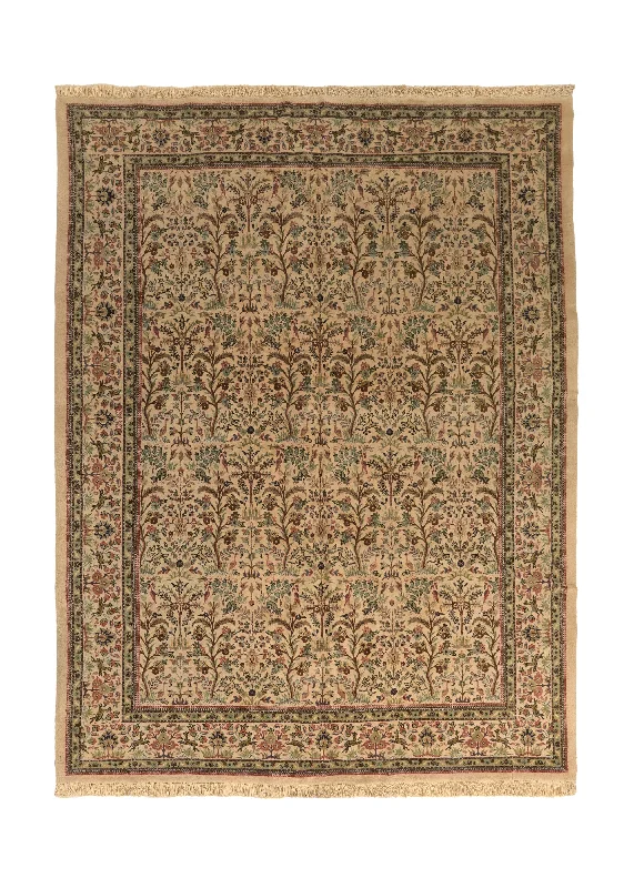 high-quality wool carpet for living rooms -Persian Rug Tabbas Nain Handmade Area Traditional 10'9"x14'7" (11x15) Whites/Beige Green Tree of Life Design #34839