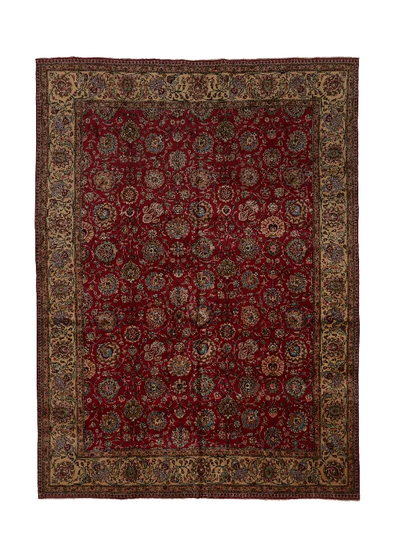 soft carpet for nursery rooms -Persian Rug Tabriz Handmade Area Traditional 11'9"x15'1" (12x15) Red Floral Design #34050