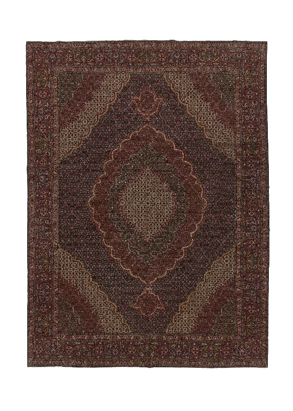 cheap carpets for living room -Persian Rug Tabriz Handmade Area Traditional 11'8"x16'0" (12x16) Blue Red Mahi Fish Design #34190