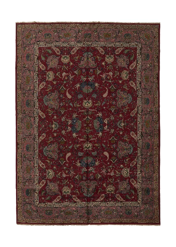 cheap carpets for living room -Persian Rug Tabriz Handmade Area Traditional 11'0"x15'7" (11x16) Red Purple Floral Design #33980