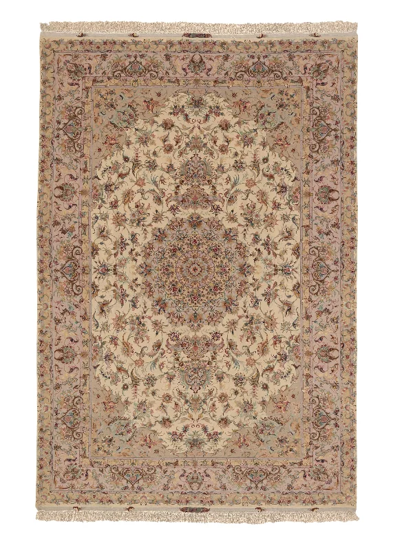 contemporary carpet for urban apartments -Persian Rug Tabriz Handmade Area Traditional 6'8"x9'9" (7x10) Whites/Beige Purple Naghsh Floral Design #35880