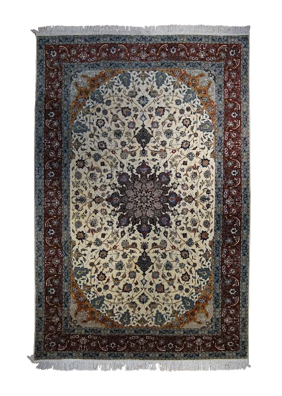 bright and colorful carpet for kids' rooms -Persian Rug Tabriz Handmade Area Traditional 6'8"x9'9" (7x10) Whites/Beige Red Naghsh Floral Design #A33064