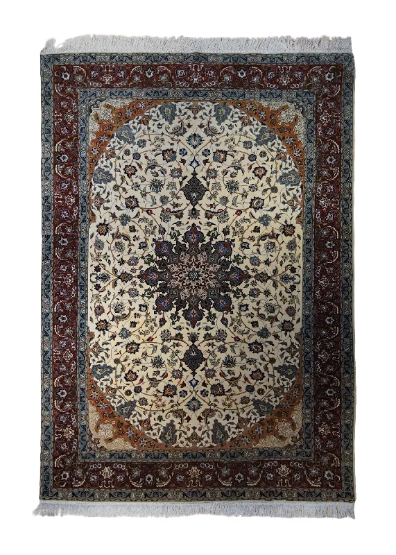 wool carpet for allergy sufferers -Persian Rug Tabriz Handmade Area Traditional 6'7"x9'7" (7x10) Whites/Beige Red Naghsh Floral Design #A33065