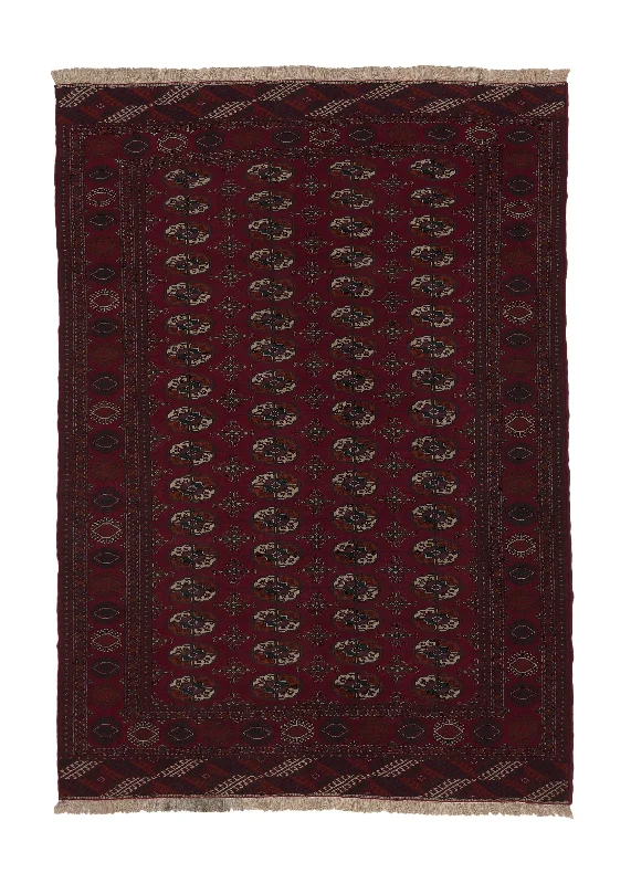 soft carpet for children’s play areas -Persian Rug Turkmen Handmade Area Tribal 5'5"x7'7" (5x8) Red Bokhara Elephant Foot Design #34230