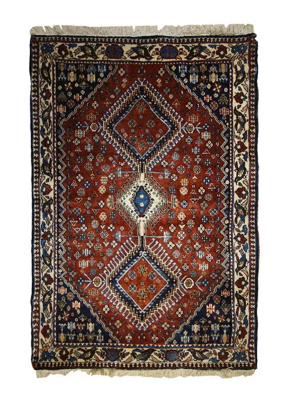 carpet for stairways and steps -Persian Rug Yalameh Handmade Area Tribal 2'11"x4'3" (3x4) Red Geometric Design #A33410