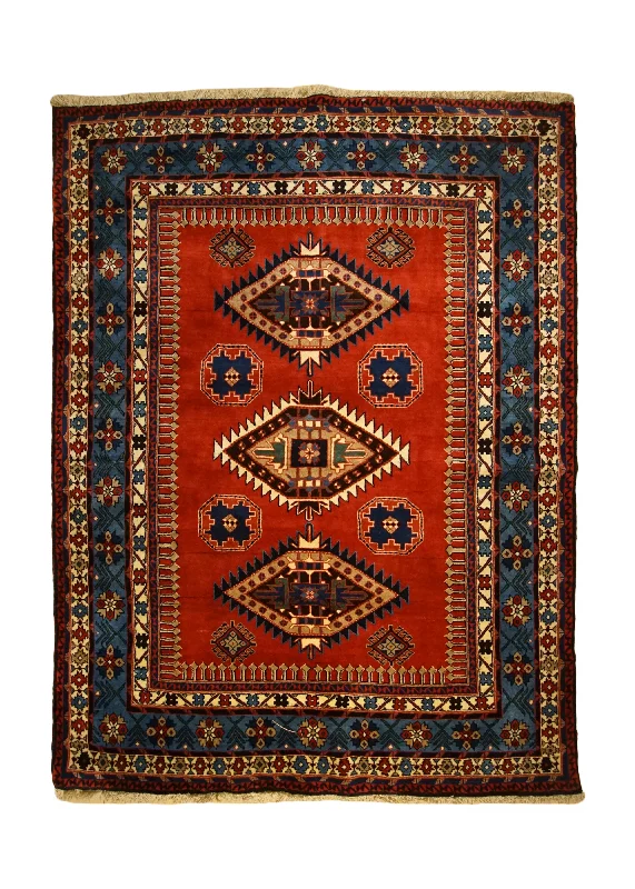 carpet for large events and conferences -Persian Rug Yalameh Handmade Area Tribal 4'10"x6'5" (5x6) Red Blue Geometric Design #A33399