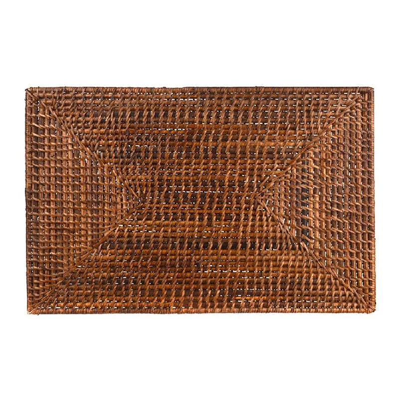 Eco-friendly fabric placemats for home use-Rattan Placemat Dark Brown 45cm