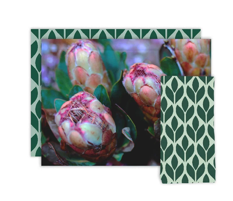 Soft cotton placemats for family dinners-Placemat Set of 2 - Proteas