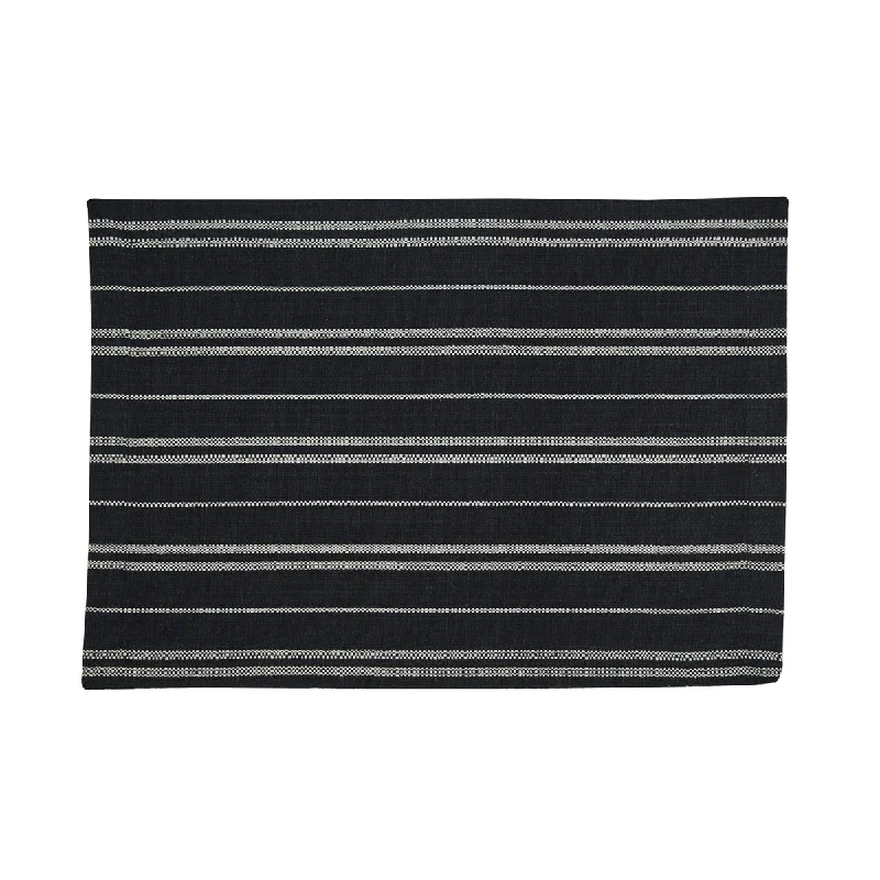 Placemat for high chair-Railroad Stripe Woven Placemat Set-Black