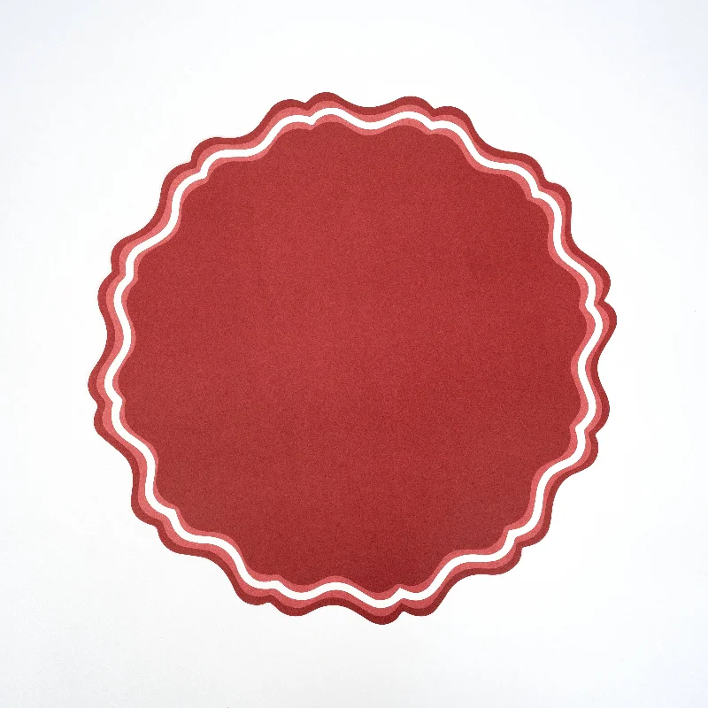 Simple yet chic placemat-Red Fancy Scallop Paper Placemat