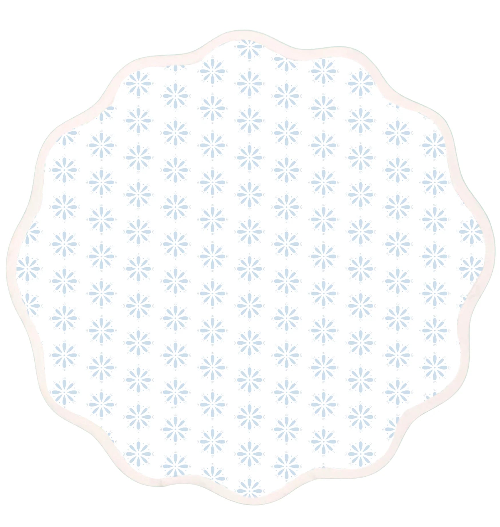 Leather placemat for dinner table-Round Scalloped Placemat - Libby in Blue