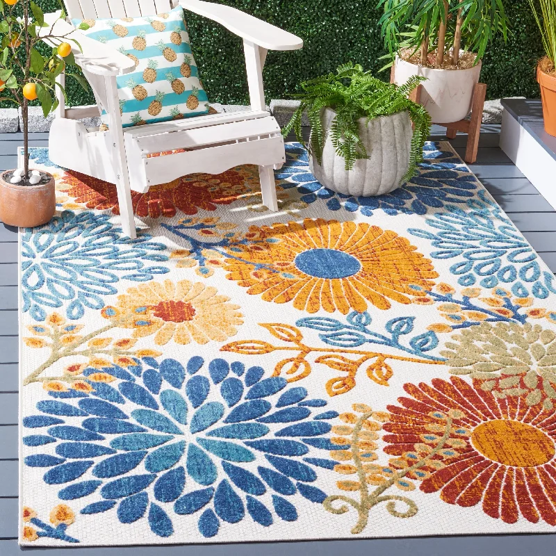 soundproof carpet for noisy apartments -SAFAVIEH Cabana Hillechien Indoor/ Outdoor Waterproof Patio Floral Rug