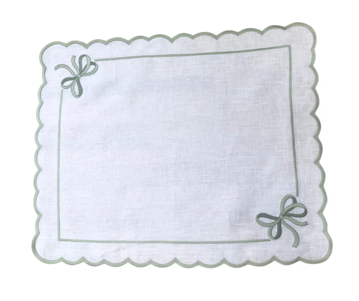 Personalized placemats for table setting-Sage Bow Placemat