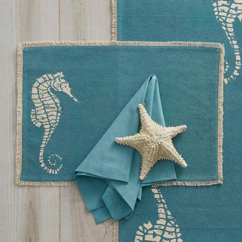 Non-toxic placemat-Seahorse Aqua Print Placemat Set