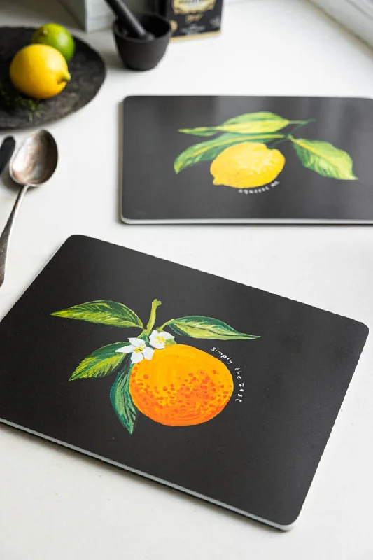 Retro-style placemat for dinner table-Set Of 2 Orange & Lemon Placemats