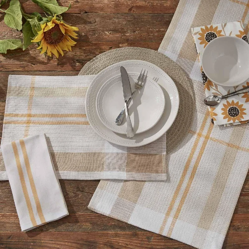 Placemat for dining table-Sunflower Plaid Placemat Set