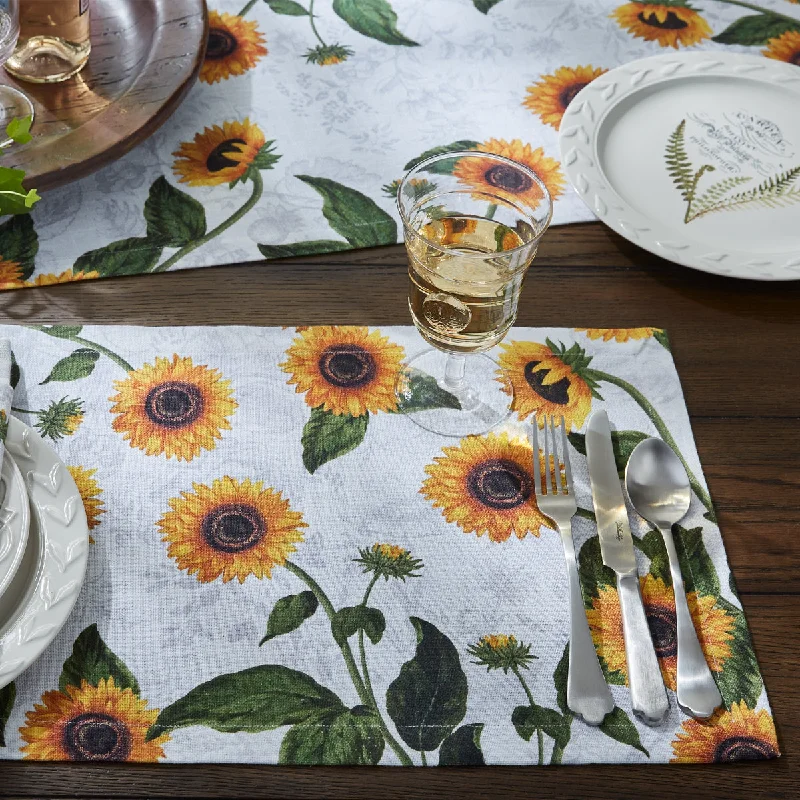 Reusable placemats for eco-conscious homes-Sunflower Toile Placemat Set