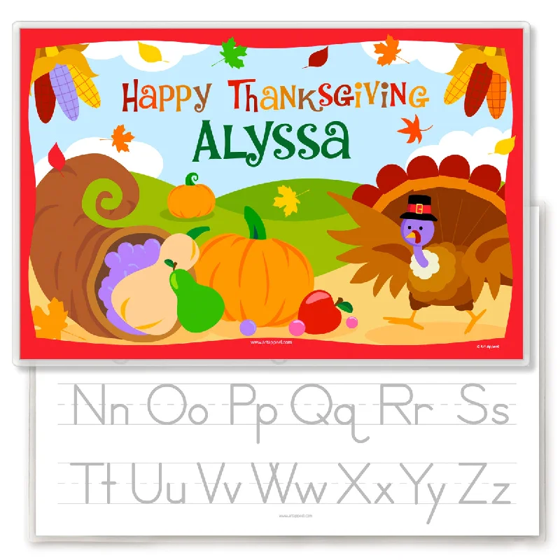 Personalized placemat for adults-Thanksgiving Personalized Kids Placemat