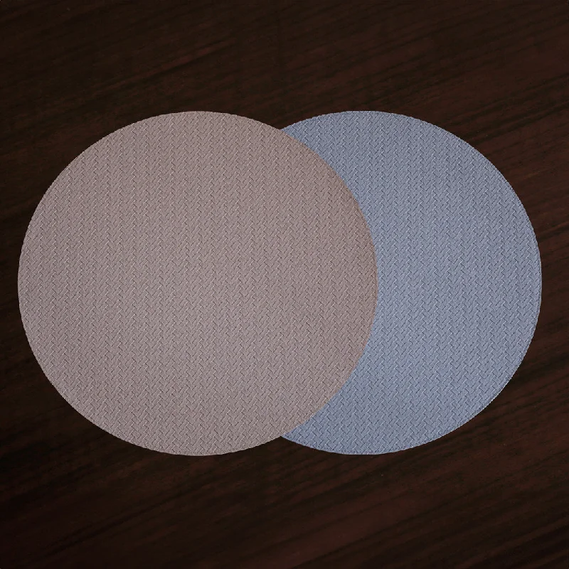 Colorful placemat-VIDA Snakeskin Reversible 15" Round Placemats Set of 4 (Light Blue and Tan)