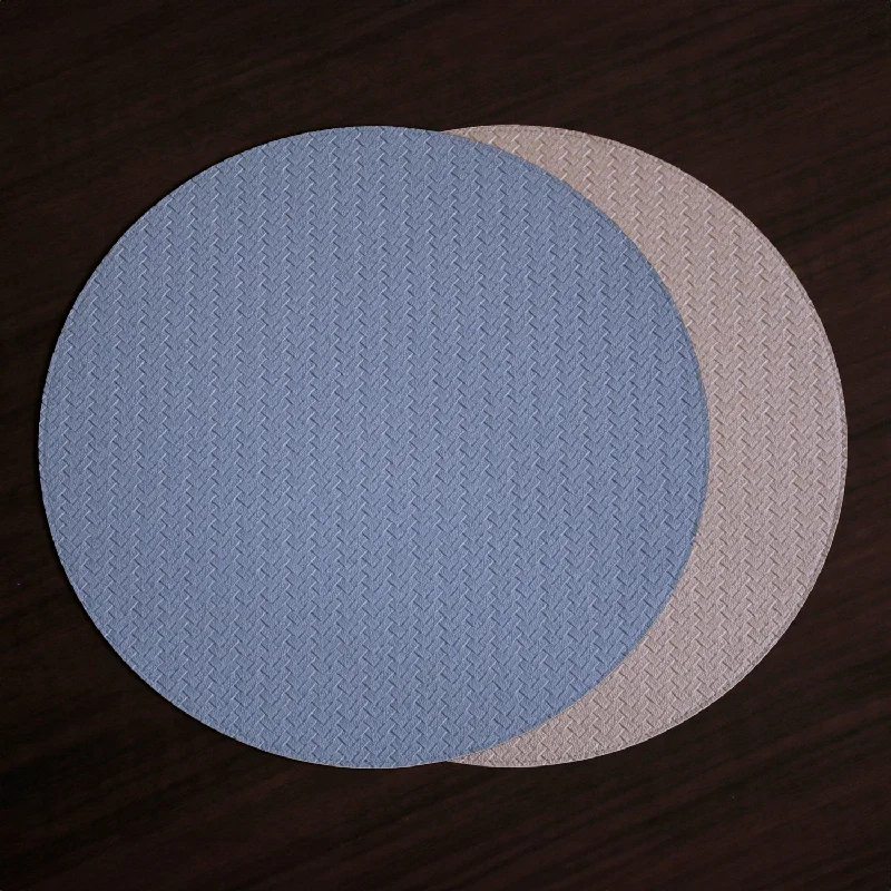 Silicone placemat-VIDA Snakeskin Reversible 15" Round Placemats Set of 4 (Slate Blue and Tan Brown)